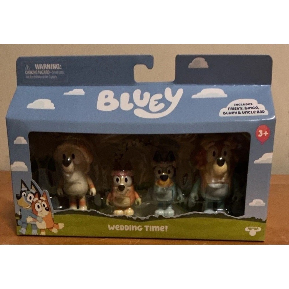 Bluey Wedding‎ Time 4pk Figures Set Bluey Frisky Bingo Uncle Rad NEW